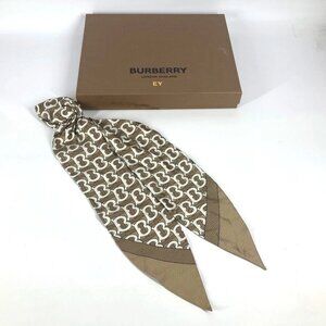 BURBERRY TB logo hair accessories hair rubber Shush silk Beige/White